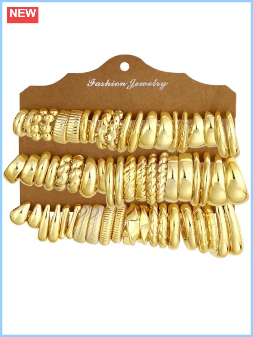 30 Pack Chunky Resin Hoop Earrings Gold-Tone Set for Women Gift